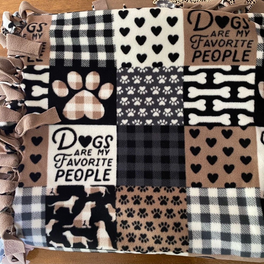 Cozy Paws Fleece Dog Print Blanket - Black and Brown